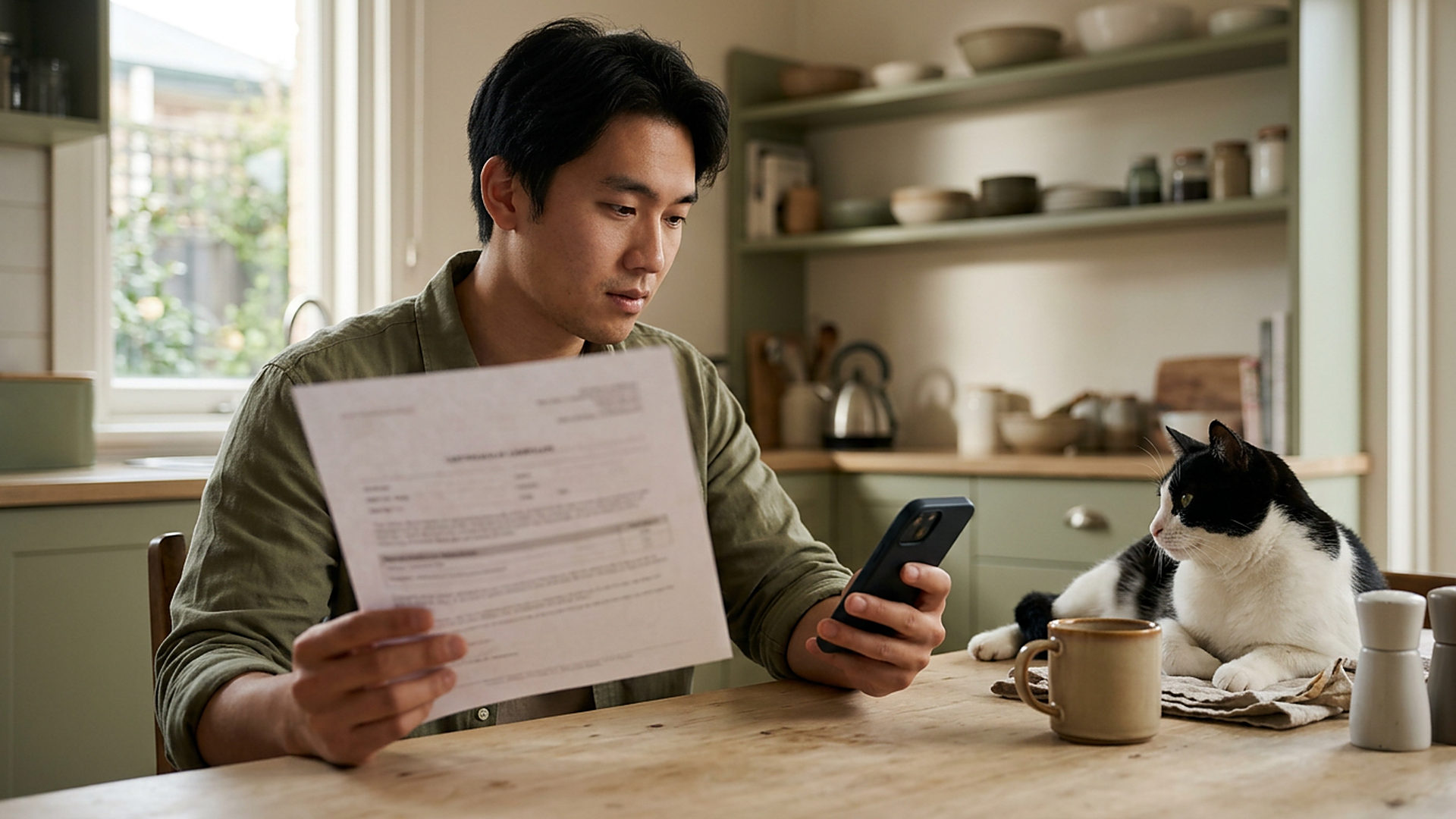 A pet owner looking up their animal&rsquo;s microchip number from a certificate